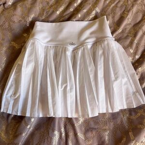 ALO Yoga White Pleated Mini Skirt